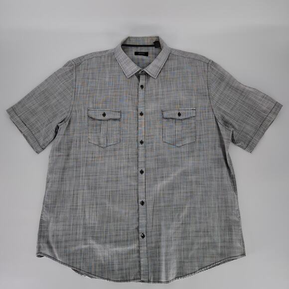 Alfani Mens Regular Fit Gray Grey Button Down Short Sleeve Shirt - Size XXL -GUC - Picture 6 of 10